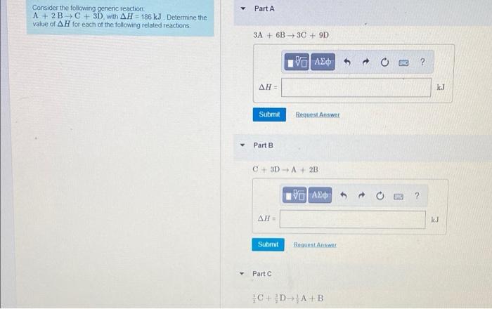 Solved Part A Consider the following generic reaction. A + | Chegg.com