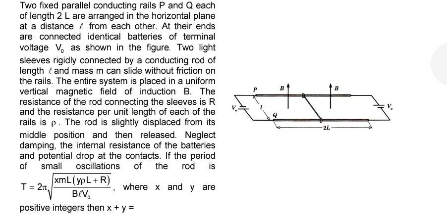 Solved P B B Two fixed parallel conducting rails P and Q | Chegg.com