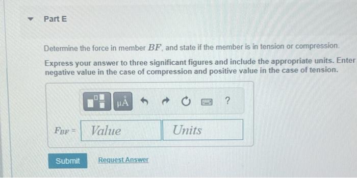 Solved Determine the force in member DE, and state if the | Chegg.com