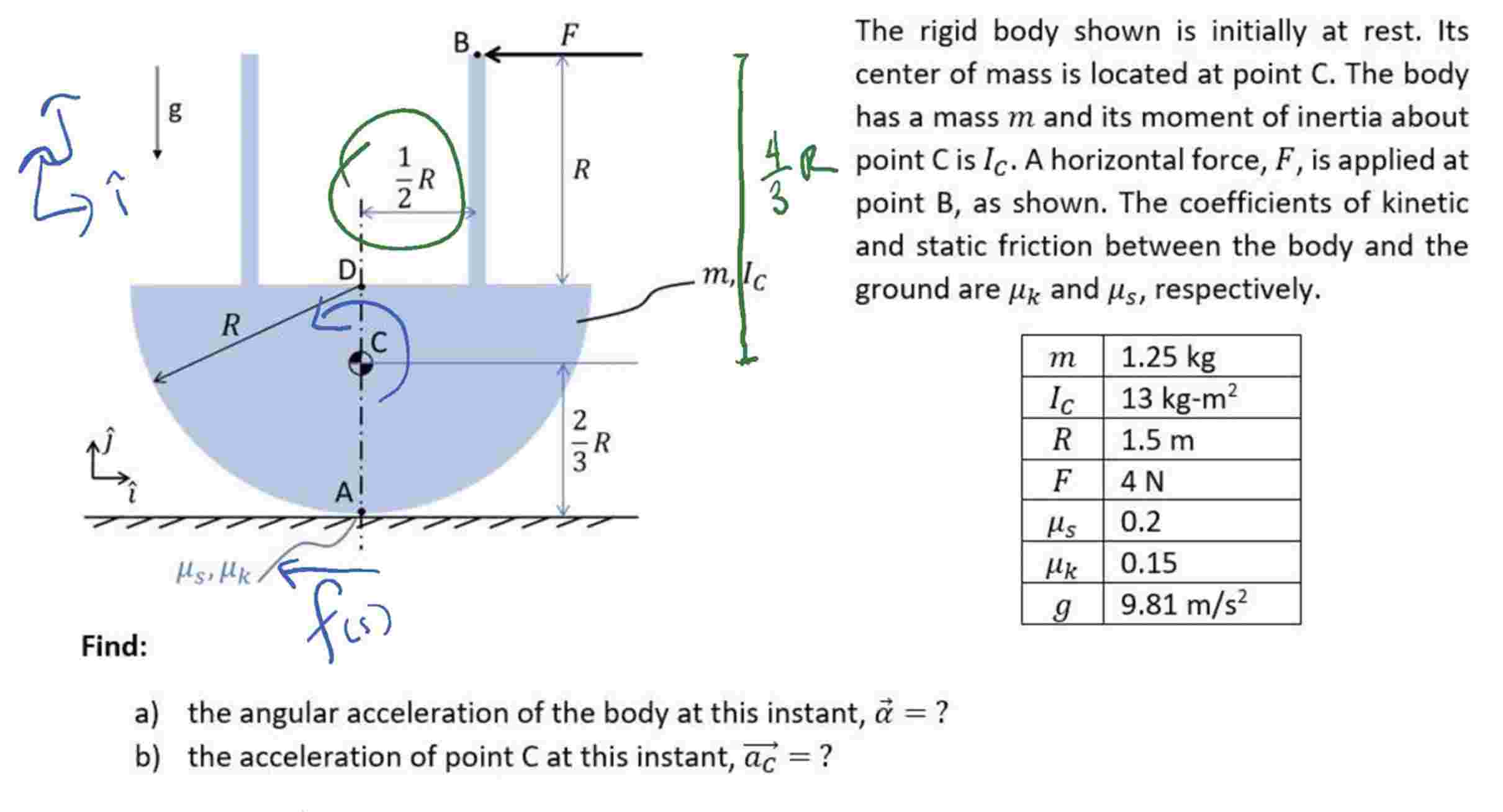 Solved The rigid body shown is ﻿initially at ﻿rest. Its | Chegg.com