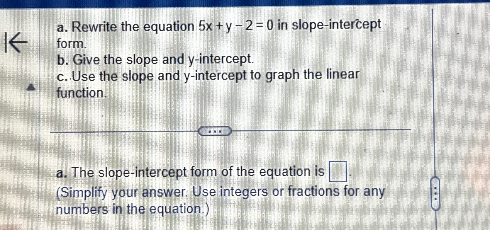 identify the slope and y intercept of the equation 2x 5y=20