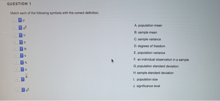 Solved Question 1 Match Each Of The Following Symbols With Chegg Com