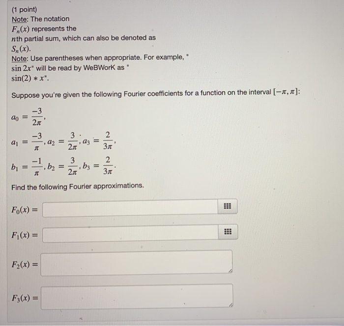 Solved 1 Point Note The Notation F X Represents The N Chegg Com