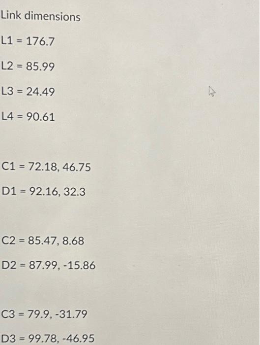 Link dimensions L1=176.7L2=85.99L3=24.49L4=90.61 | Chegg.com