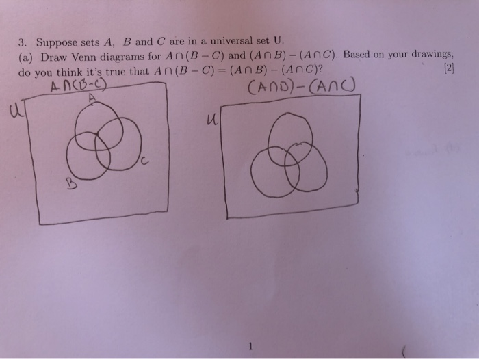 Solved 3. Suppose Sets A, B And C Are In A Universal Set U. | Chegg.com