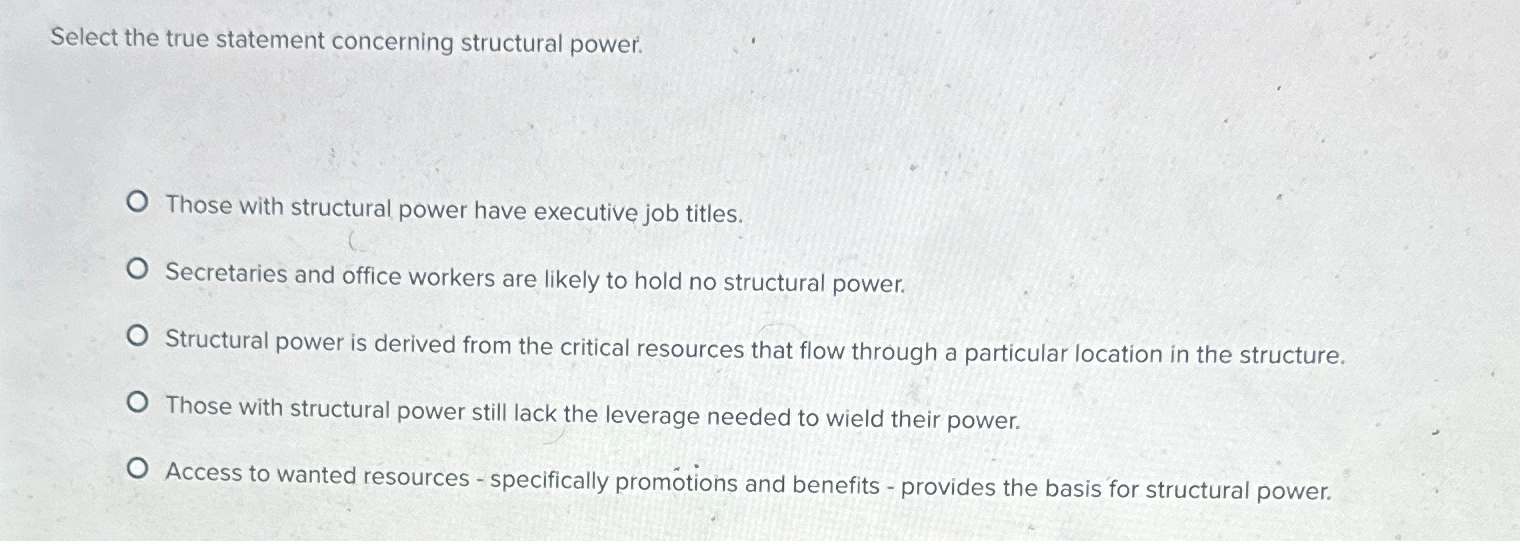 Solved Select the true statement concerning structural | Chegg.com