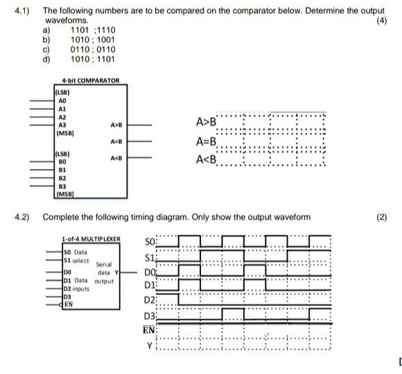 Solved 4.1) The following numbers are to be compared on the | Chegg.com
