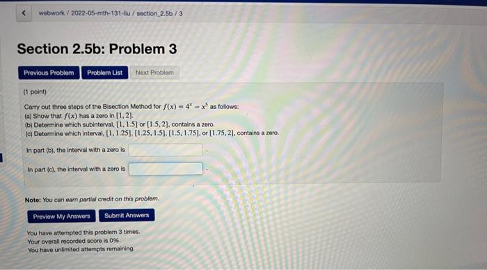 Solved Carry out three steps of the Bisection Method for | Chegg.com