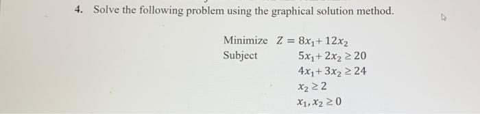 Solved 4. Solve the following problem using the graphical | Chegg.com