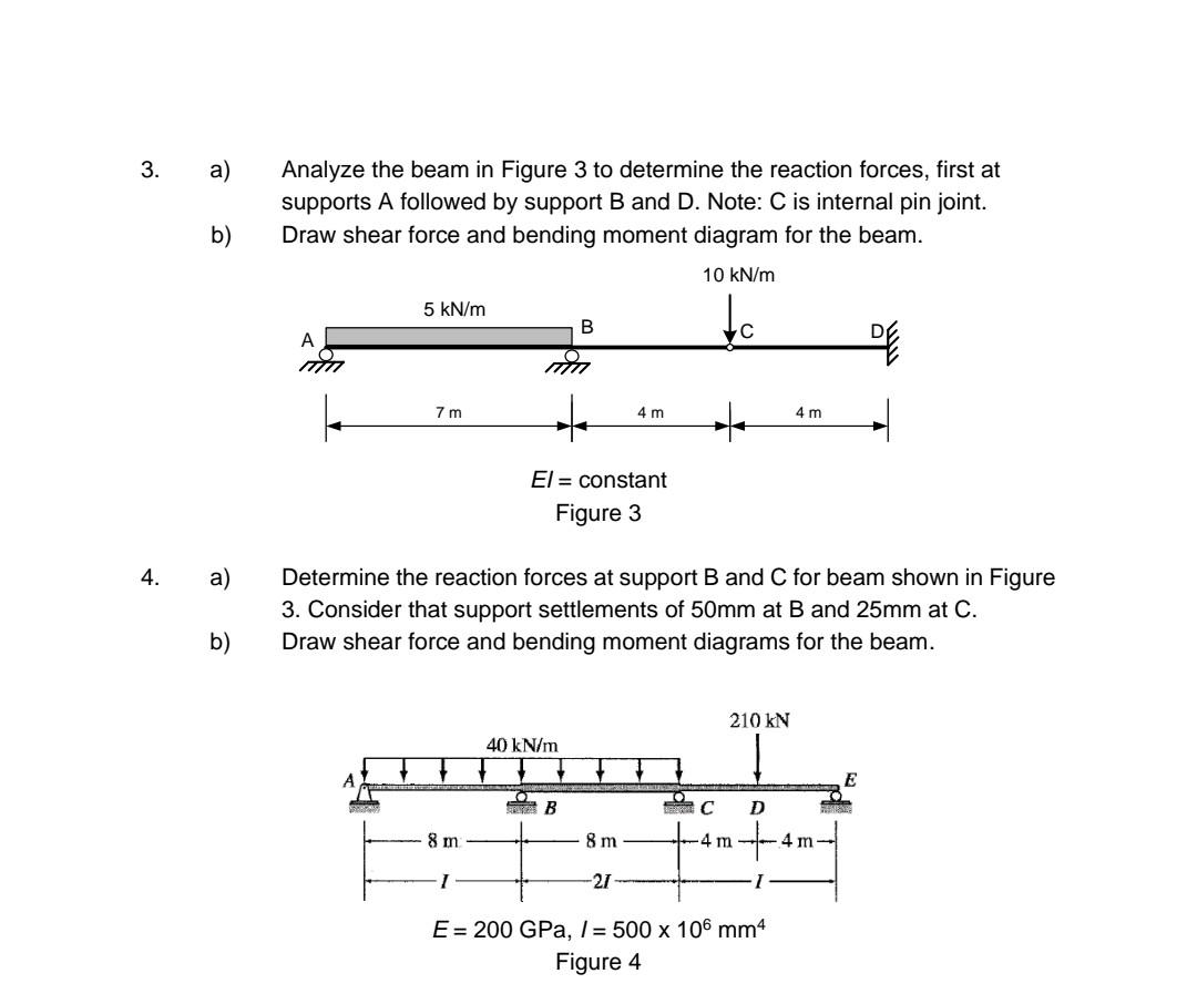 Solved 3. A) Analyze the beam in Figure 3 to determine the | Chegg.com