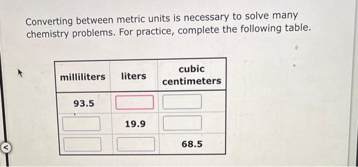 Solved Converting between metric units is necessary to solve | Chegg.com