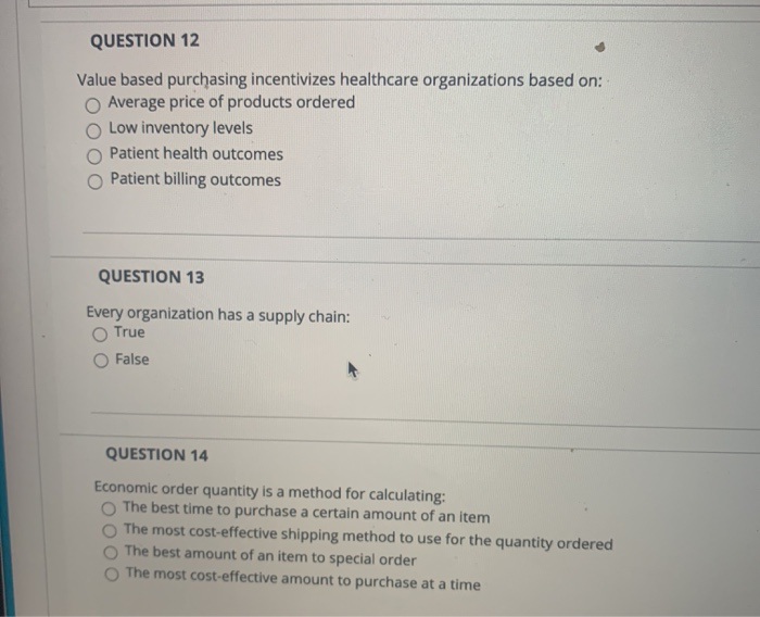 Solved QUESTION 12 Value Based Purchasing Incentivizes | Chegg.com