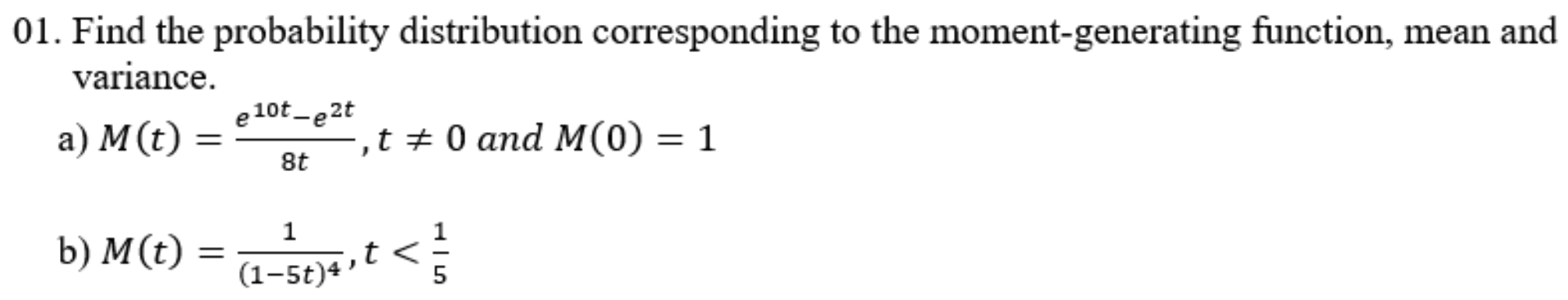 Solved Find the probability distribution corresponding to | Chegg.com