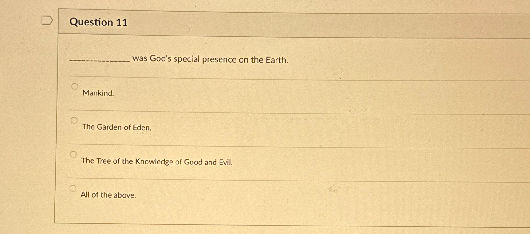 Solved Question 11was God's special presence on the