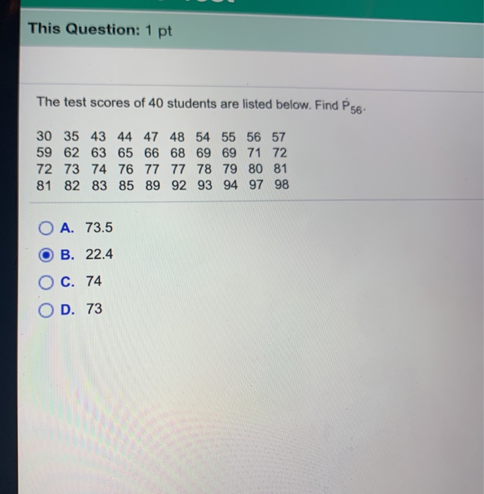 Solved This Question: 1 pt The test scores of 40 students | Chegg.com