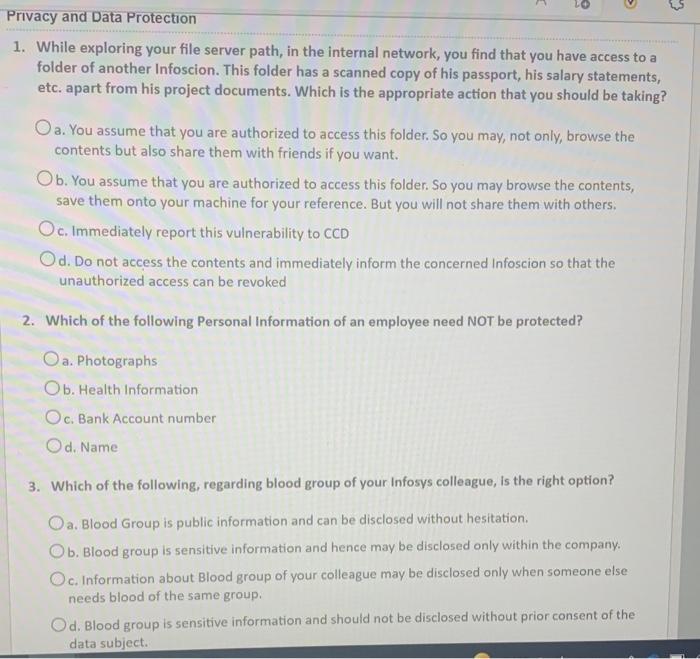 Solved 8 ก Privacy And Data Protection 1. While Exploring | Chegg.com