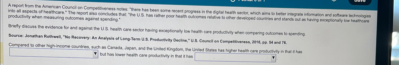 Solved A report from the American Council on Competitiveness | Chegg.com