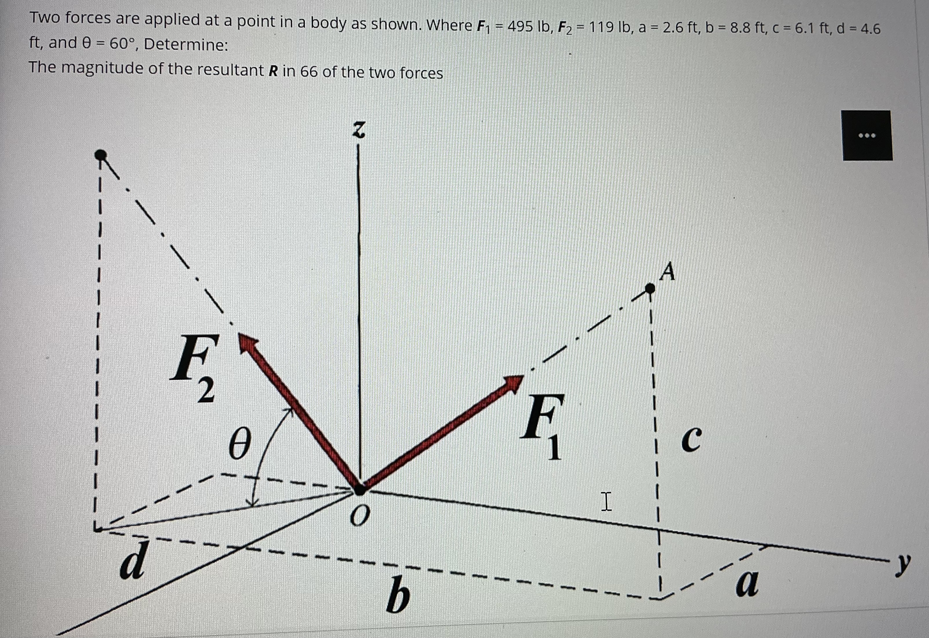 Two Force Body Example Two forces are applied at a point in a body as | Chegg.com