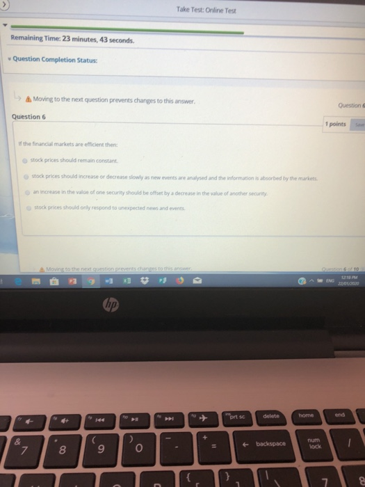 Solved Take Test: Online Test Remaining Time: 23 minutes, 43 | Chegg.com