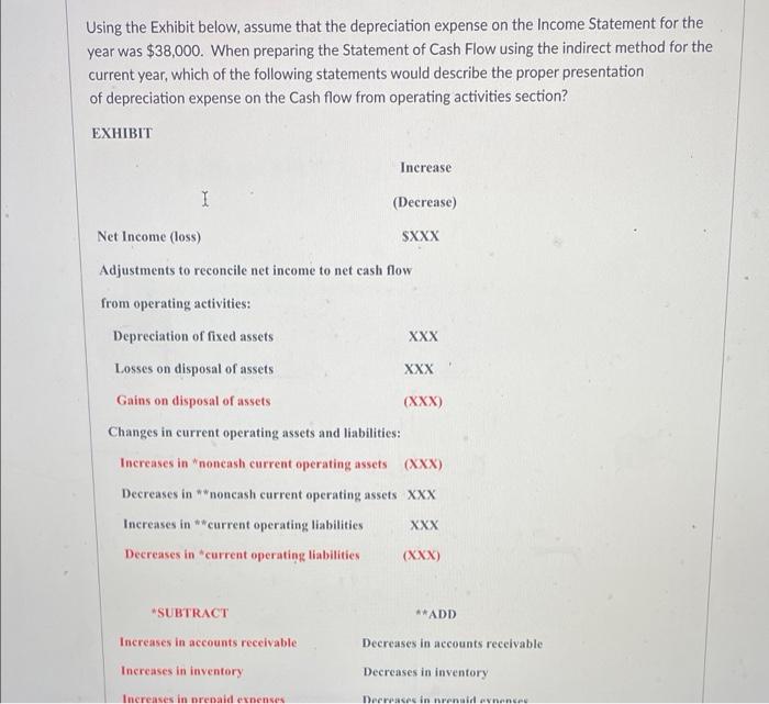 [Solved]: Using the Exhibit below, assume that the deprecia