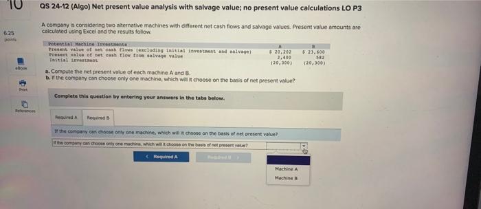 Solved Us 24-12 (Algo) Net Present Value Analysis With | Chegg.com