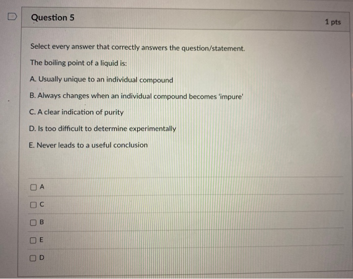Solved D Question 5 1 pts Select every answer that correctly | Chegg.com