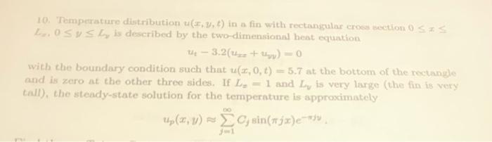 Solved 10. Temperature distribution u. 1.) in a fin with | Chegg.com
