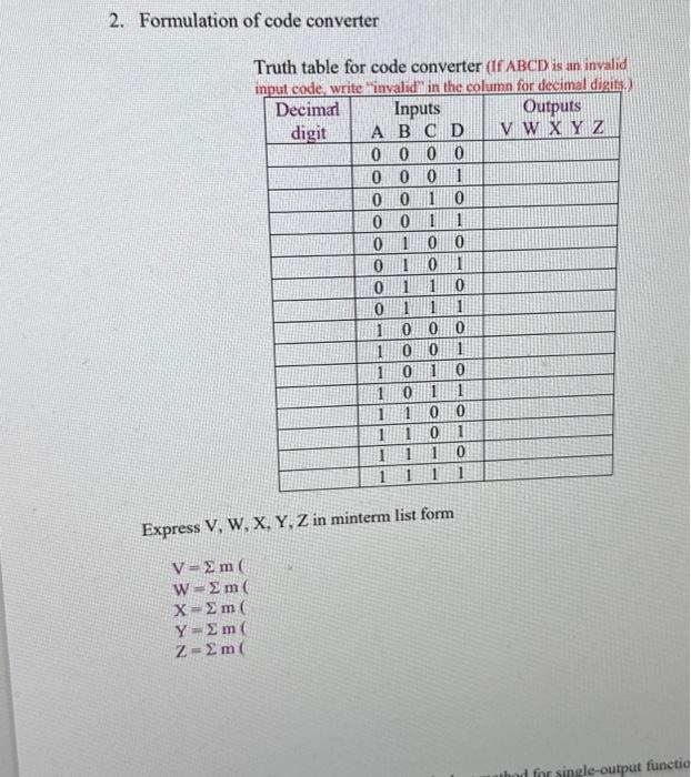 Solved Assignment 2 Design of a Binary Code Converter This | Chegg.com
