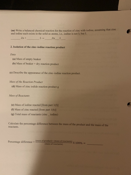 Lab 7- Determination of Chemical Formula PURPOSE The | Chegg.com