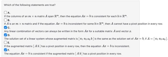 Solved Suppose a matrix A has m rows and n columns. Select | Chegg.com