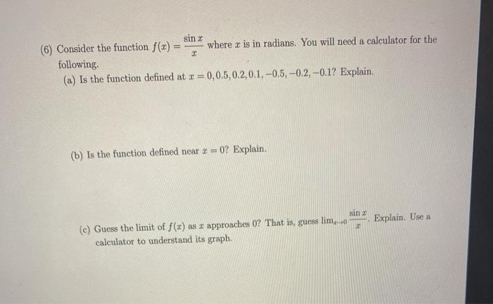 Solved sin 2 (6) Consider the function f(x) = where is in | Chegg.com