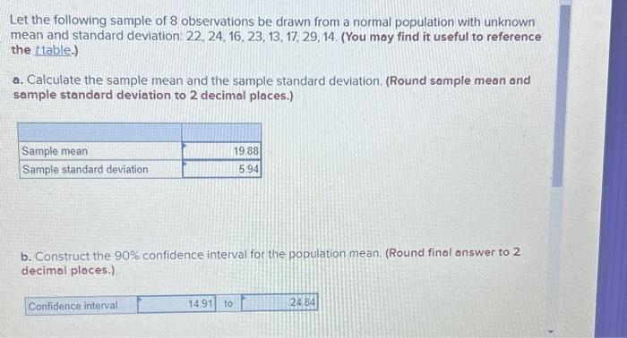 Solved Let the following sample of 8 observations be drawn | Chegg.com