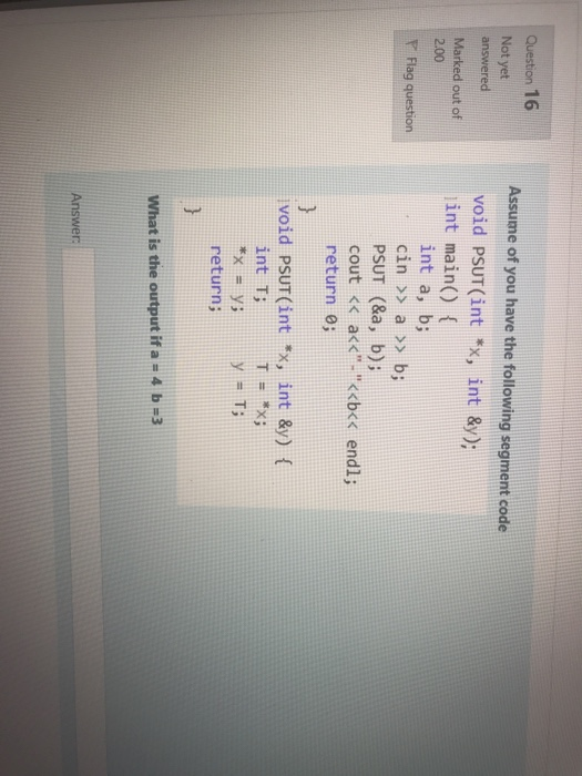Solved Question 16 Not yet answered Marked out of 2.00 | Chegg.com