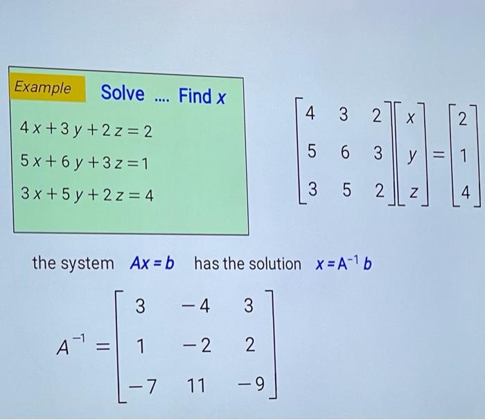 Solved Solve 4x+3y+2z=25x+6y+3z=13x+5y+2z=4 The System Ax=b | Chegg.com