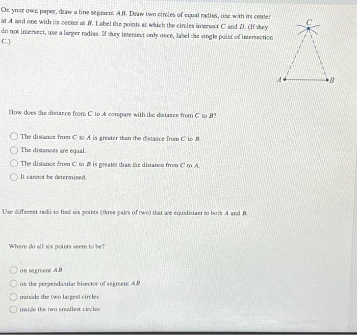 Solved On your own paper, draw a line segment AB. Draw two | Chegg.com