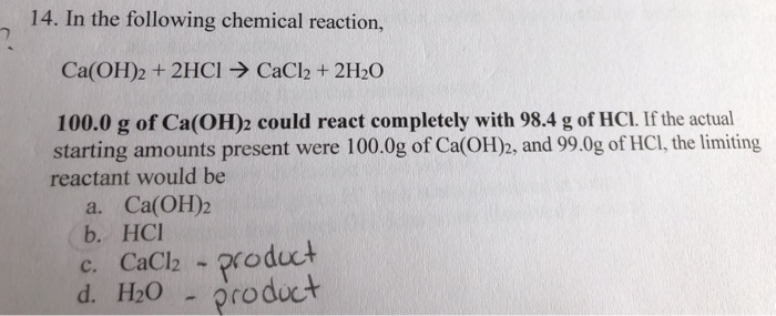 ca oh 2 hcl cacl2 h2o chemical reaction