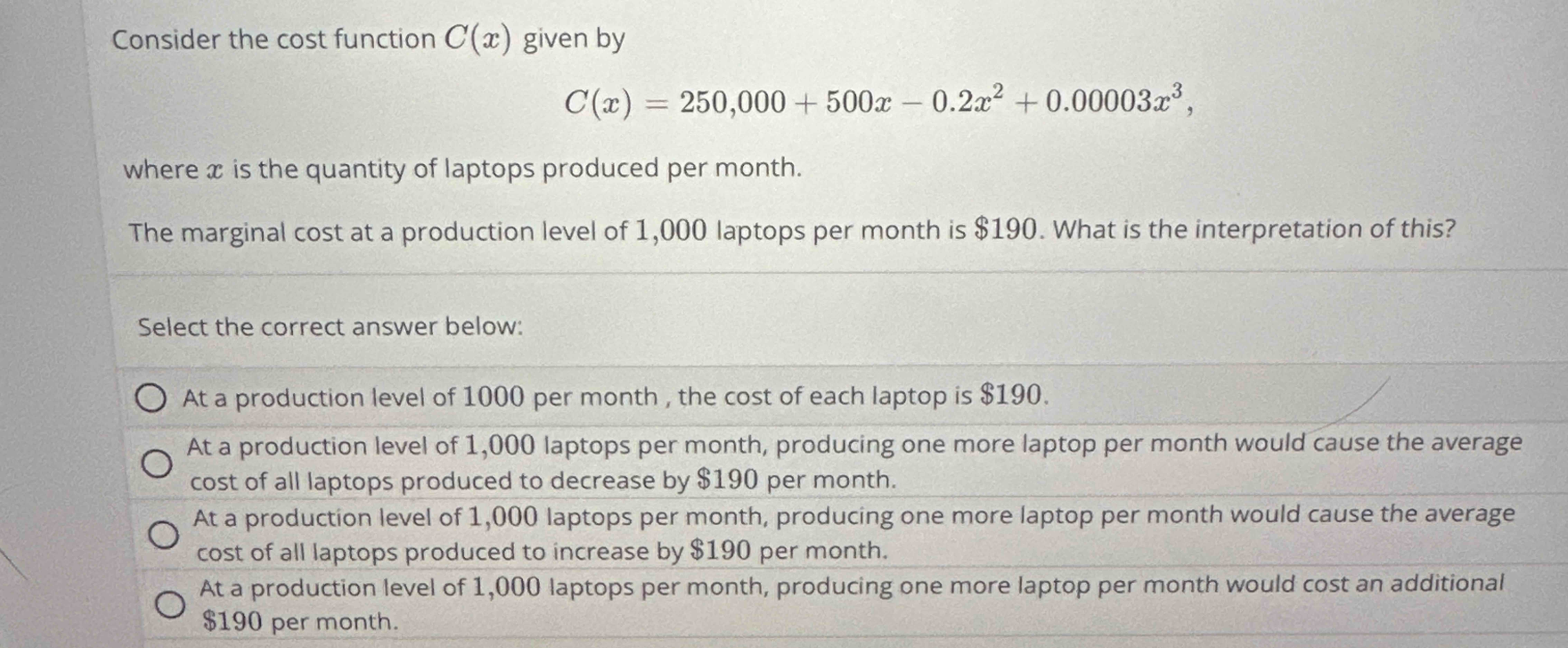 Solved Consider the cost function C(x) ﻿given | Chegg.com