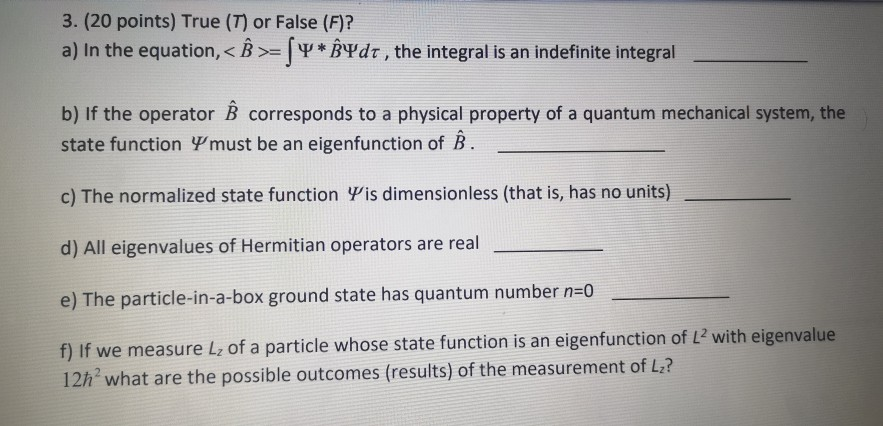 Solved 3 Points True T Or False F A In The Eq Chegg Com