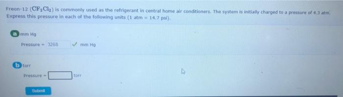 Solved Freon-12 (CF₂Cl₂) is commonly used as the refrigerant | Chegg.com