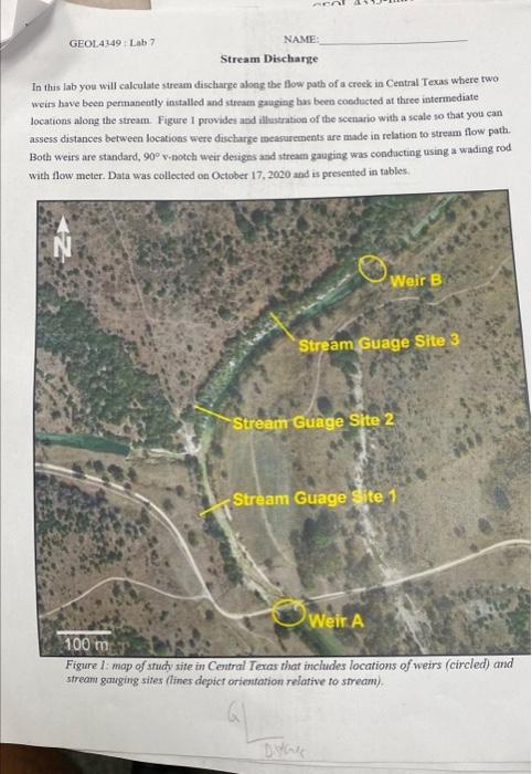 After calculating stream discharge at each of the | Chegg.com