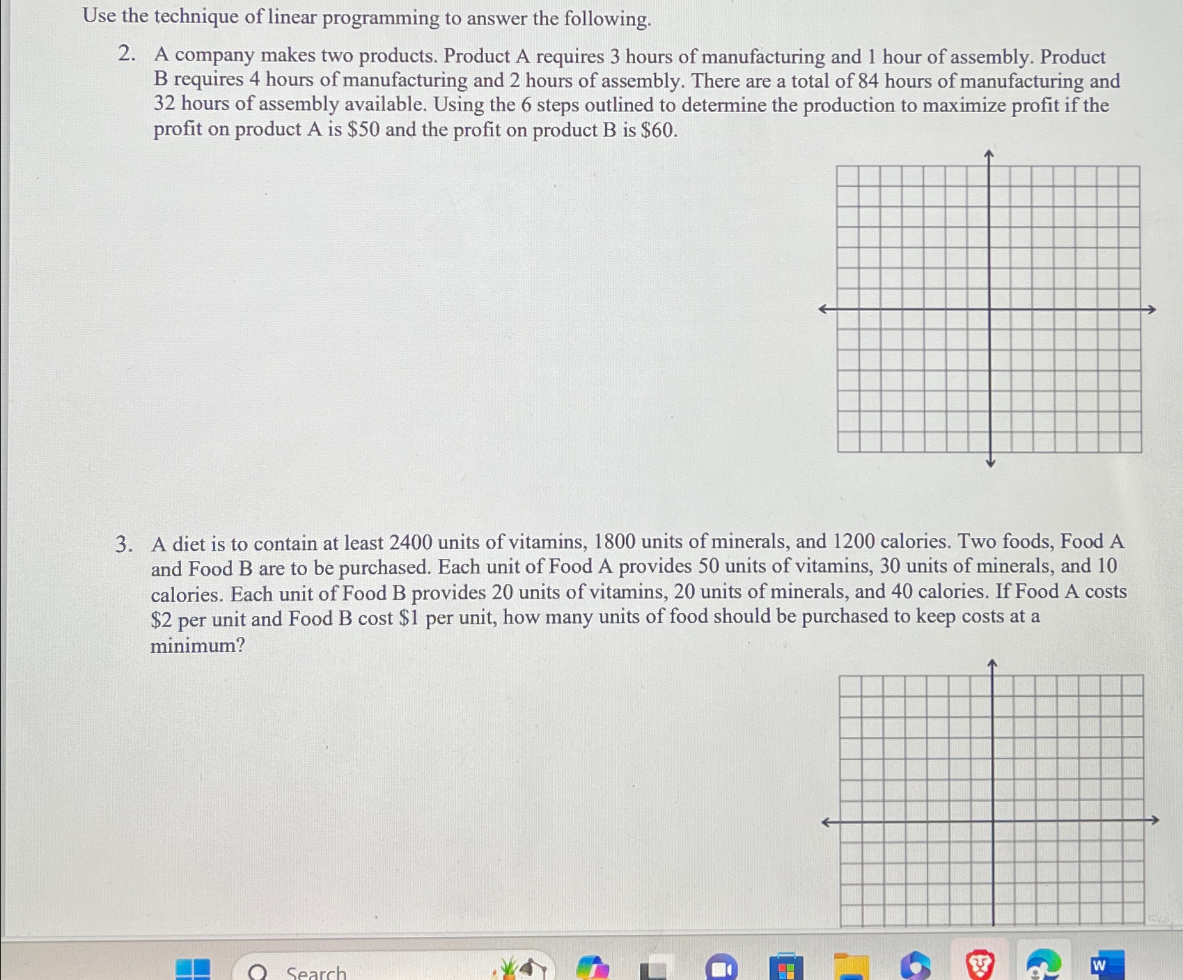 Solved Use the technique of linear programming to answer the | Chegg.com