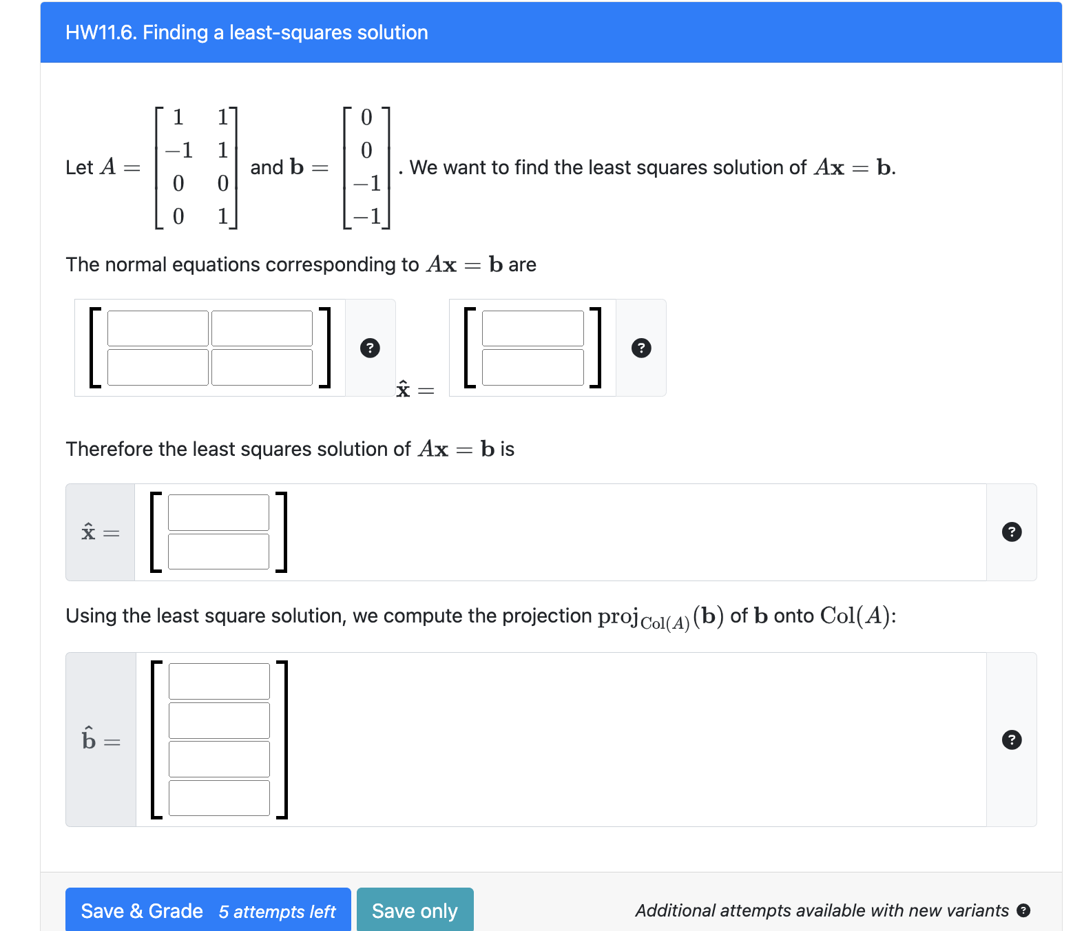 Solved HW11.5. Finding the least square solution via | Chegg.com