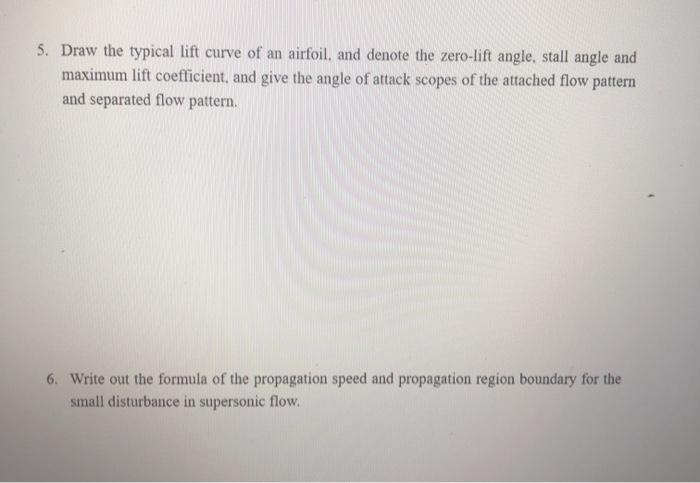 Solved 5. Draw the typical lift curve of an airfoil, and | Chegg.com