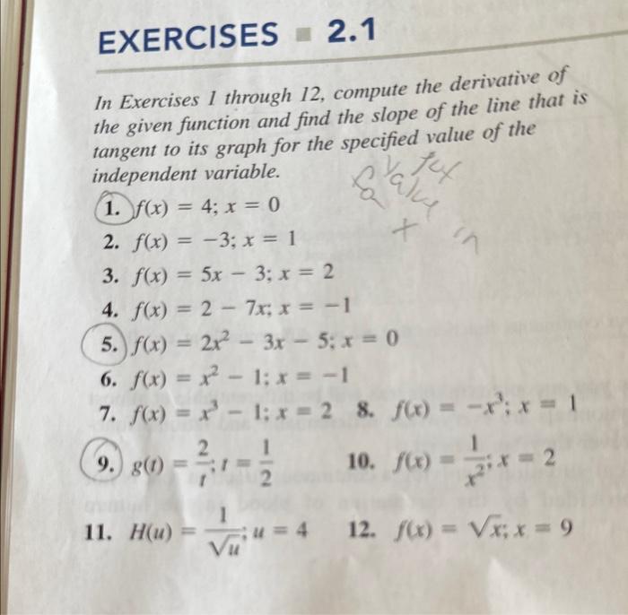 Solved In Exercises 1 through 12, compute the derivative of | Chegg.com