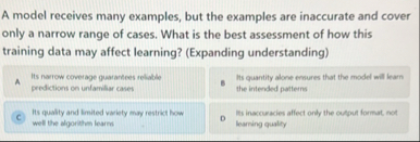 Solved A model receives many examples, but the examples are | Chegg.com