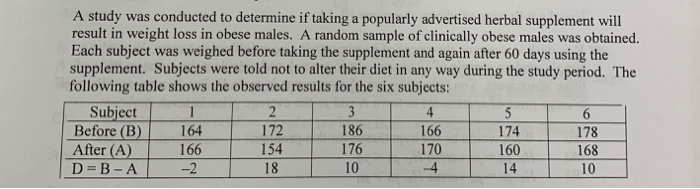 Solved A study was conducted to determine if taking a | Chegg.com