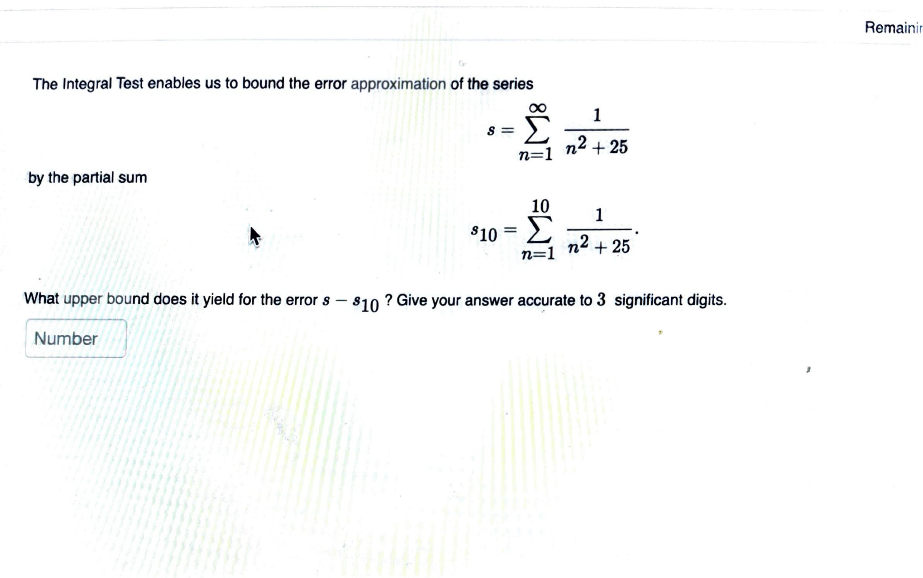 Solved The Integral Test enables us to bound the error | Chegg.com