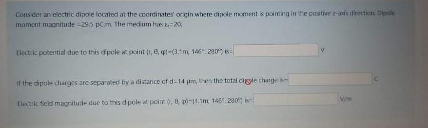 Solved Consider an electric dipole located at the | Chegg.com