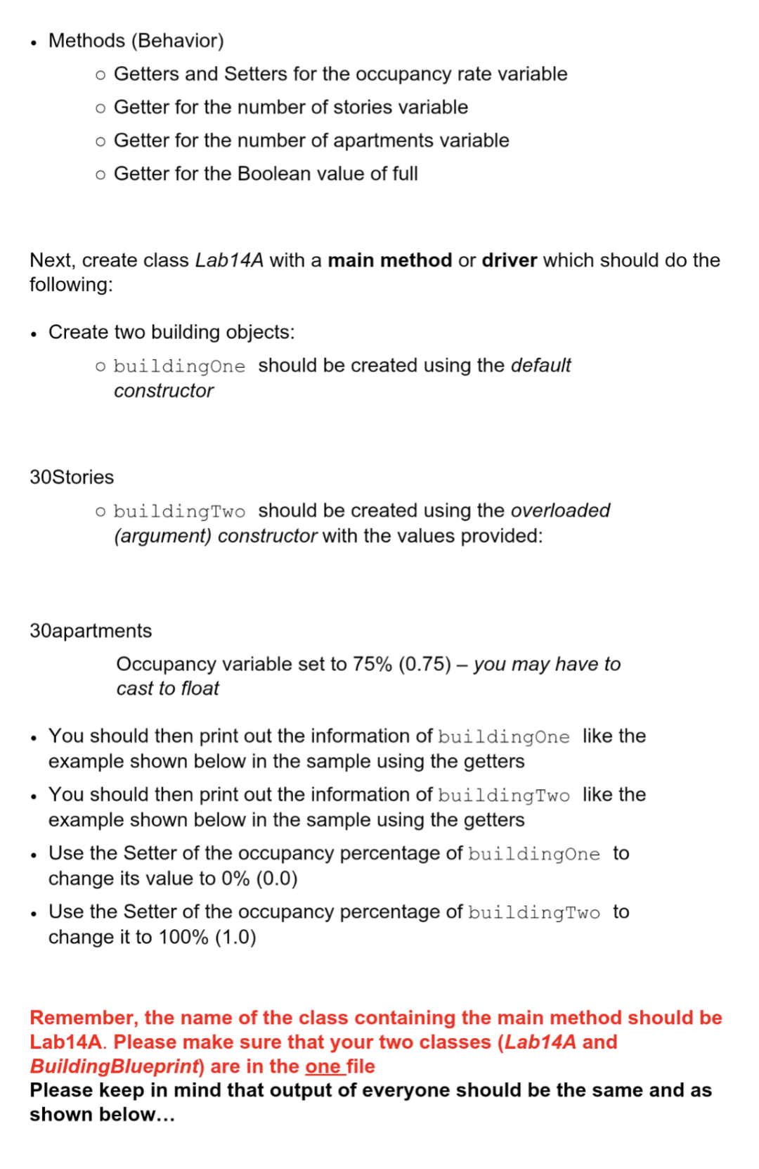 Solved To start, you need to create class Building | Chegg.com