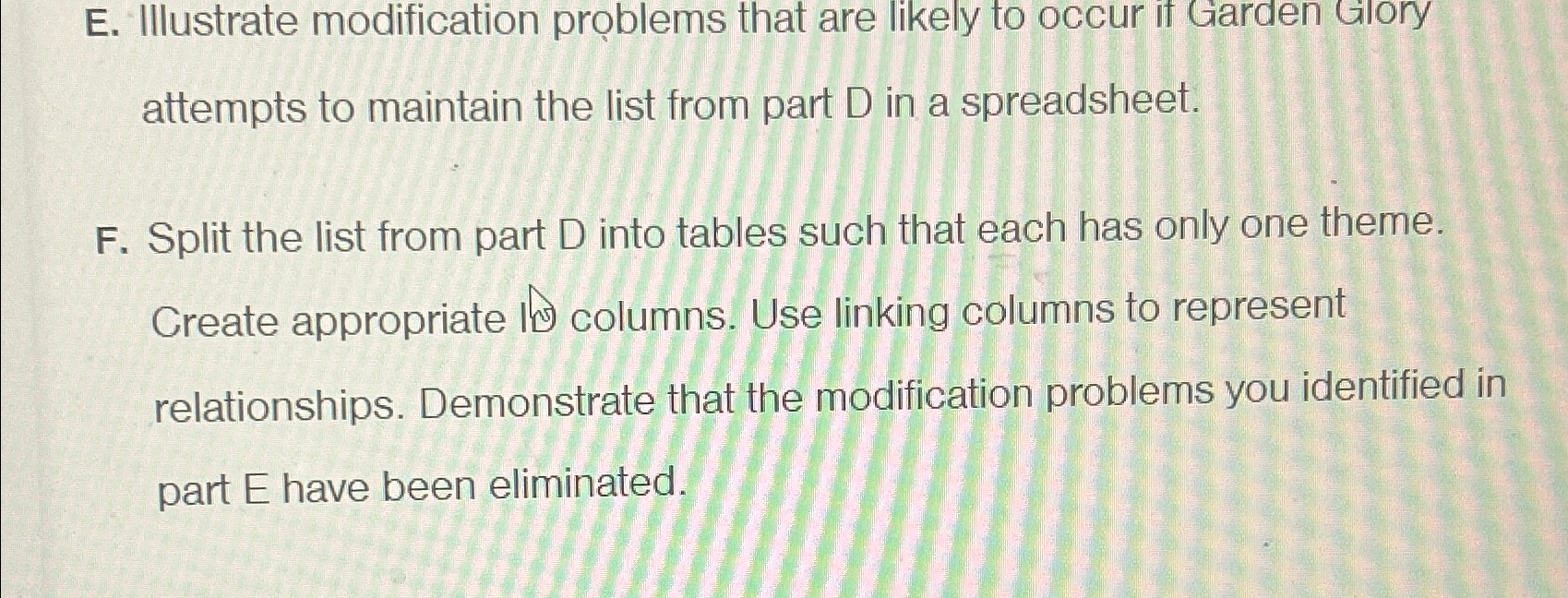 Solved E. ﻿Illustrate modification problems that are likely | Chegg.com